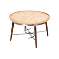 **Table ronde en bois avec pied en acier inoxydable**