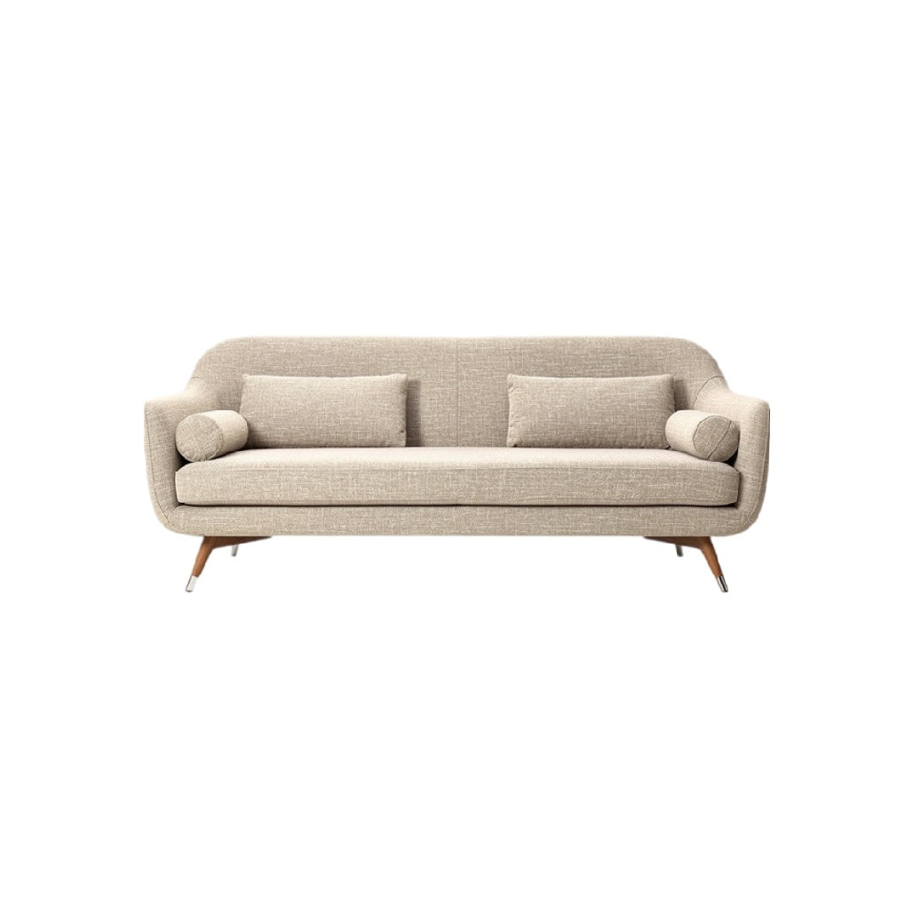 **Canapé moderne en tissu beige avec coussins**