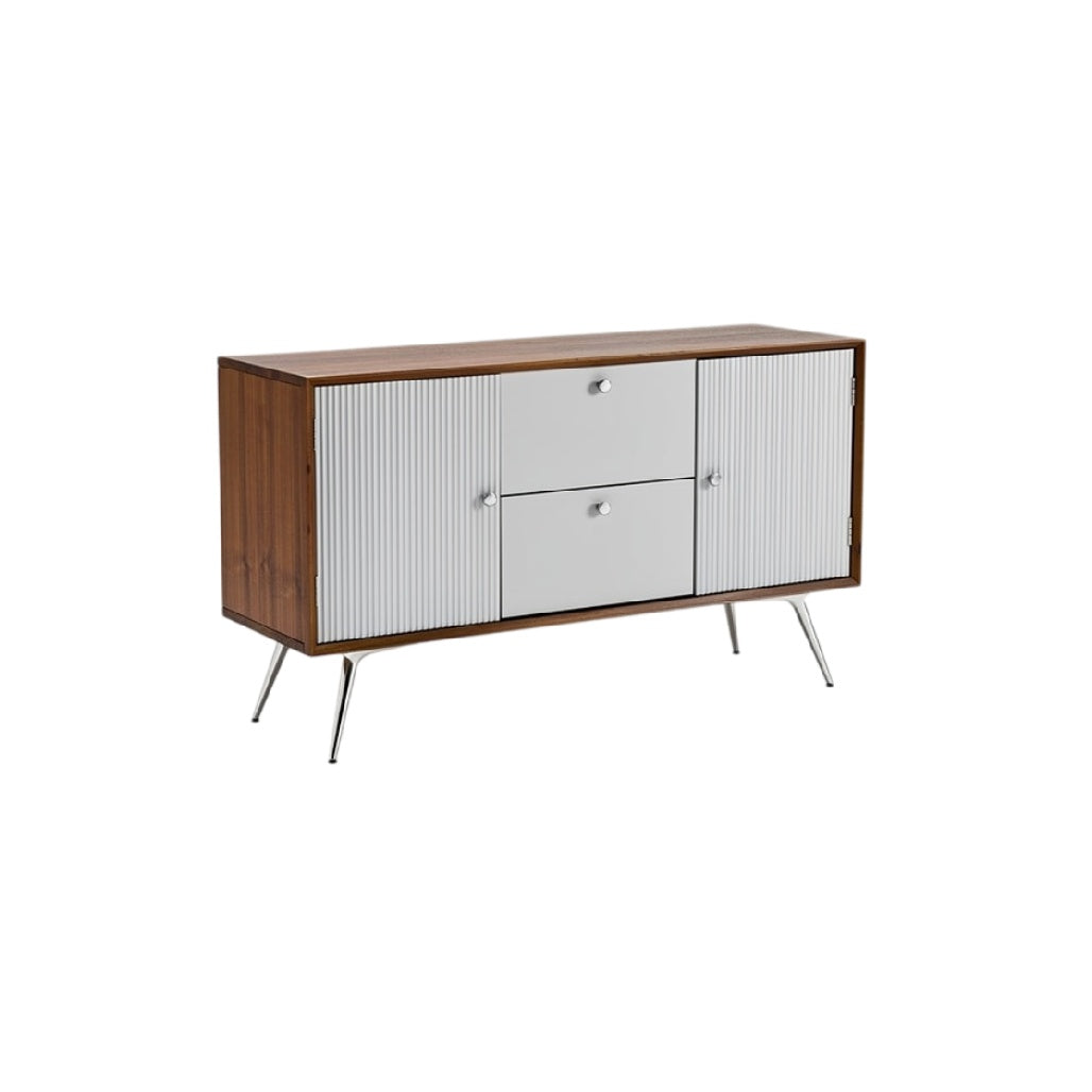 **Meuble de rangement en bois et métal avec portes coulissantes**